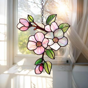 Pink Sakura Blossom Resin Suncatcher Window Decor, Elegant Resin Floral Wall Art, Botanical Garden Spring Ornament Gift