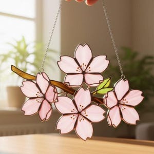 Cherry Blossom Acrylic Suncatcher Hanging, Sakura Flower Suncatcher, Cherry Blossom Lover Gift, Pink Spring Flower Window Hanging